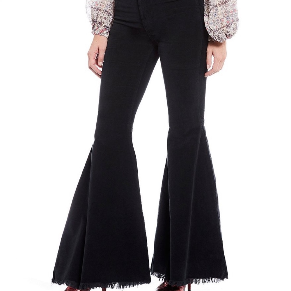 Free People Just Float Frayed Hem Flare Jeans